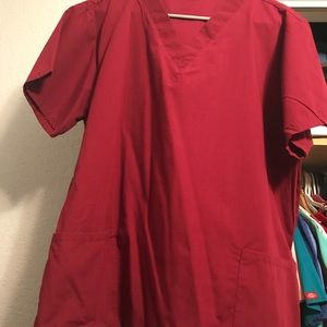 Large red scrub top